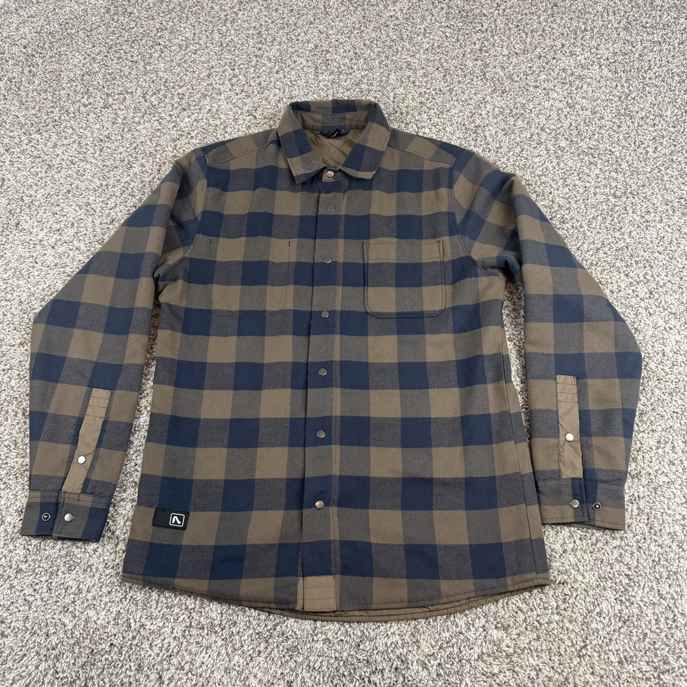 Flylow Sinclair Shirt Jacket Mens Small Insulated Flannel Brown Plaid Shacket